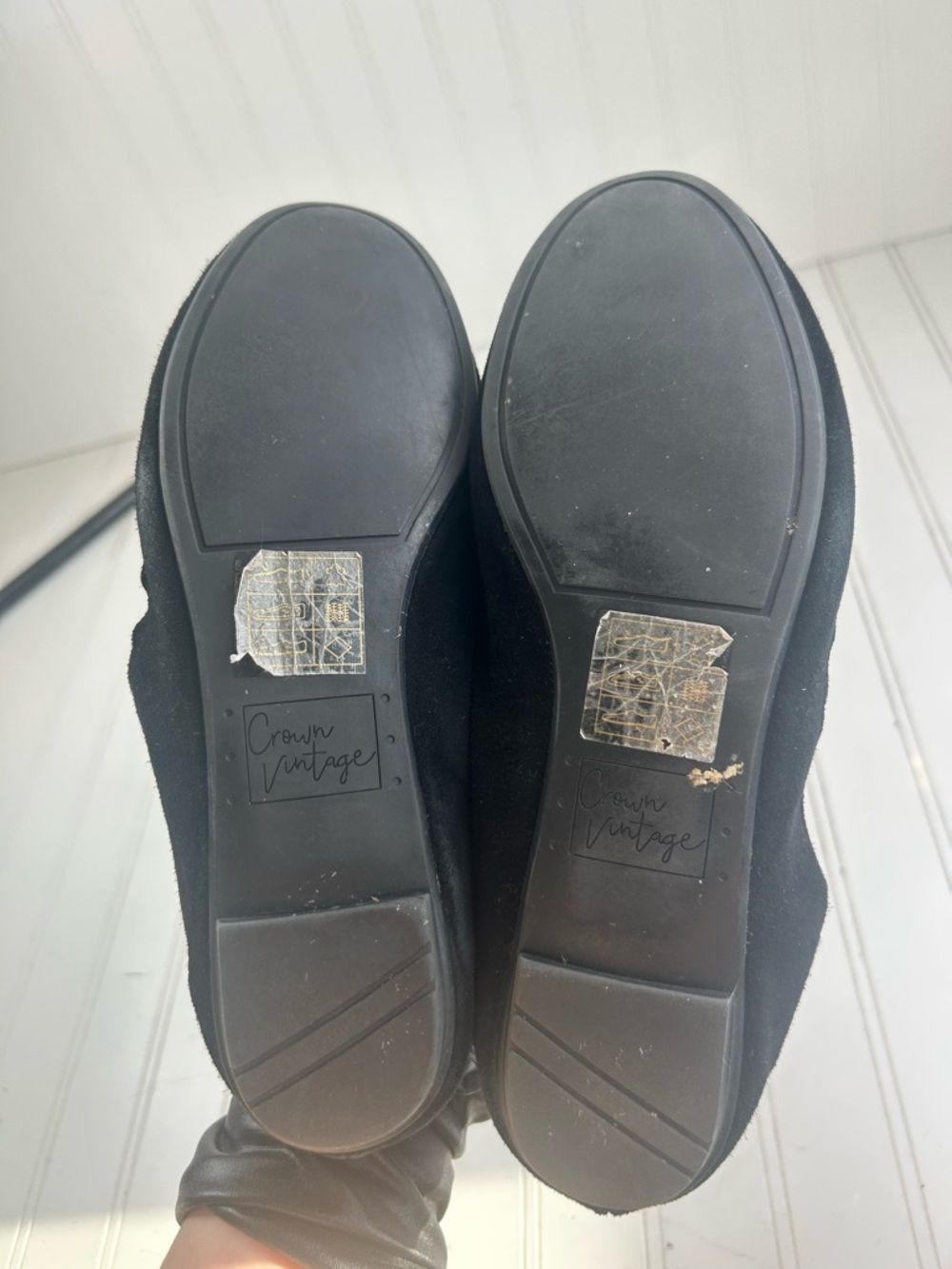 Crown Vintage Classic Black Suede Work Office Flats Women’s Size 8.5 - Picture 5 of 9